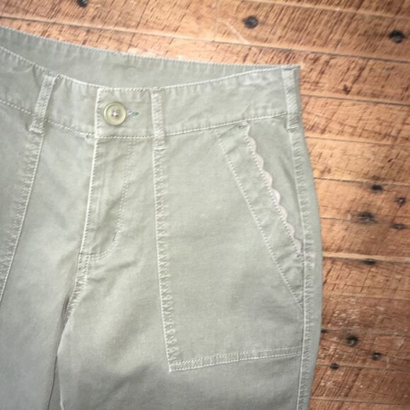 Sundance green khaki cropped, wide leg Rick rack trimmed pants - Picture 2 of 6